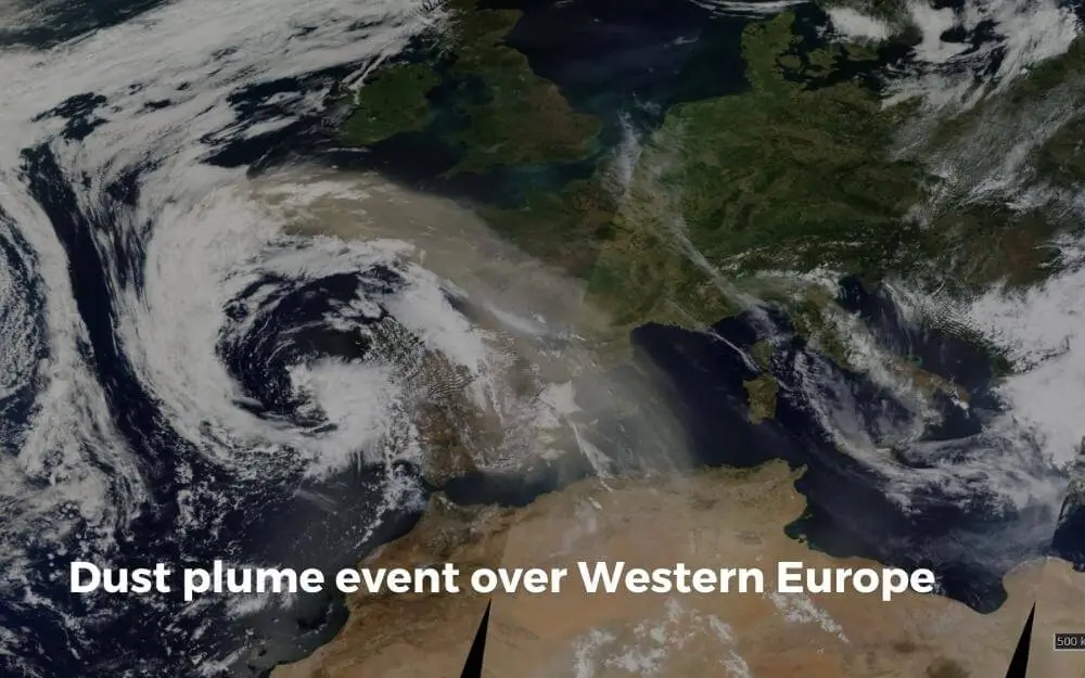 Panache de poussière sur l'Europe occidentale